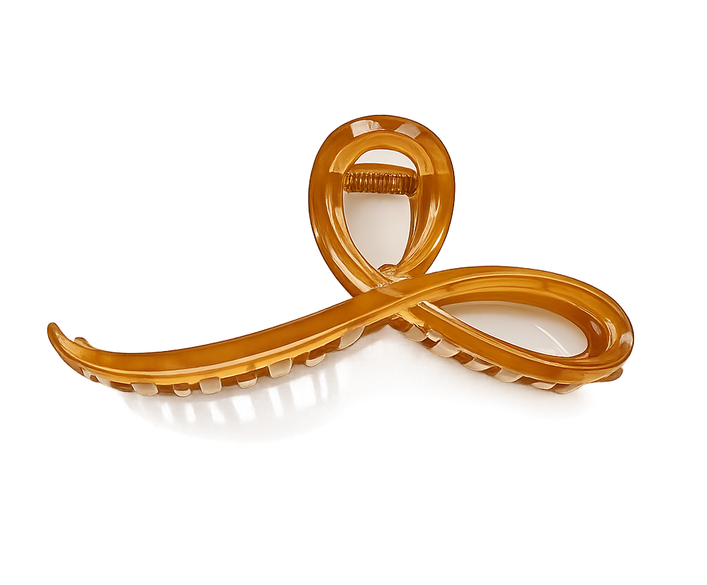 Pince à Cheveux Crabe Caramel Transparente