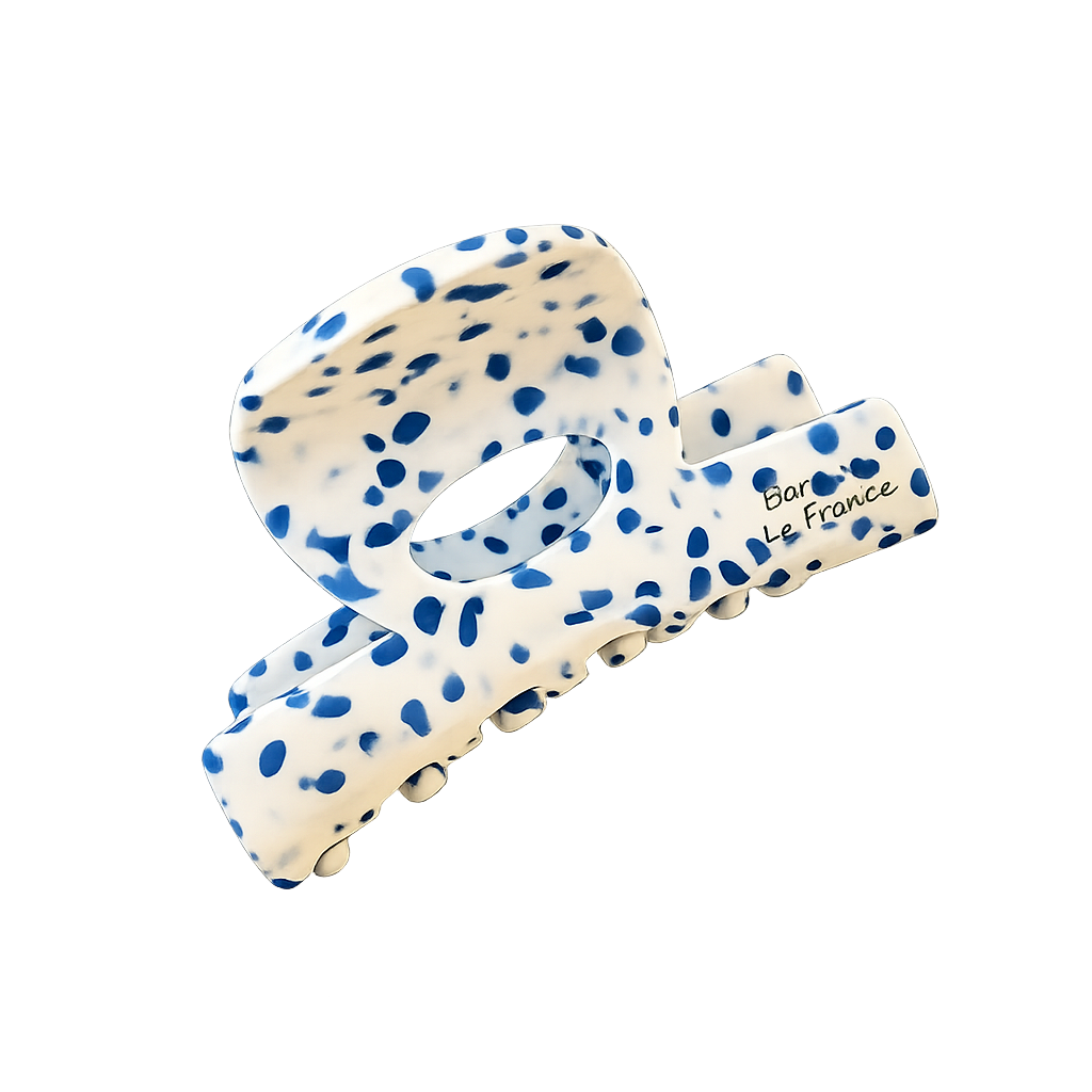 Pince à Cheveux Crabe en Acétate Blanche et Bleue