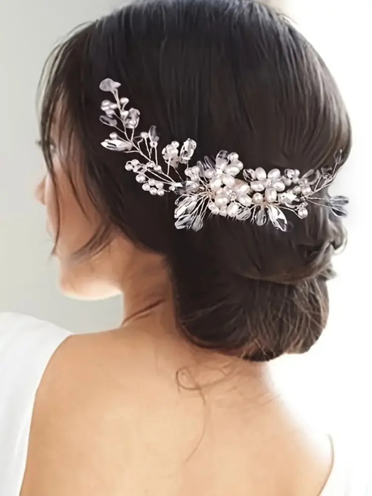 broche de cheveux élégante argentée