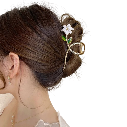 Pince à Cheveux Fleur Blanche – Image 2