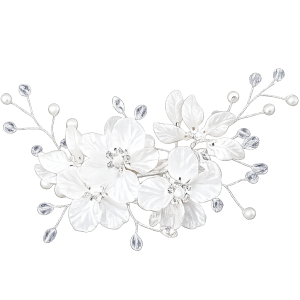 Broche à Cheveux Floral de Mariage Argenté