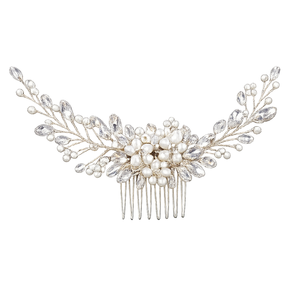 Broche à Cheveux de Mariage Argenté