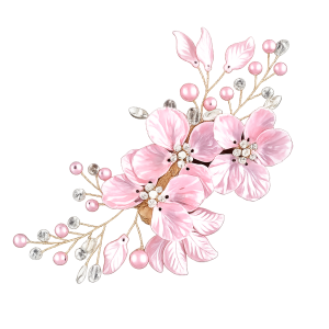 Broche à Cheveux Floral de Mariage Or Rose