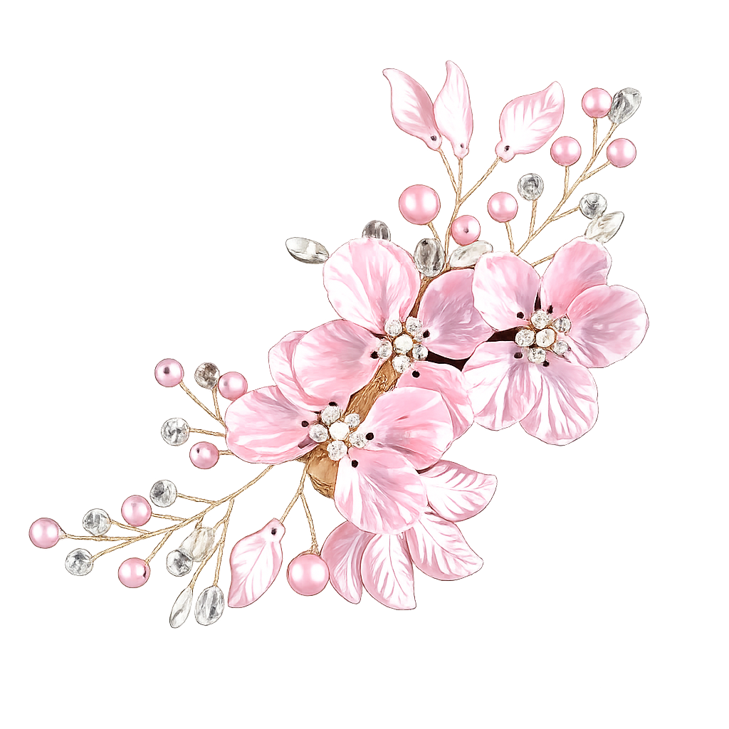 Broche à Cheveux Floral de Mariage Or Rose
