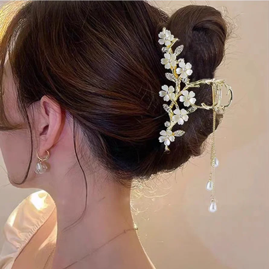 Pince à Cheveux Fleurs avec Chaine – Image 2